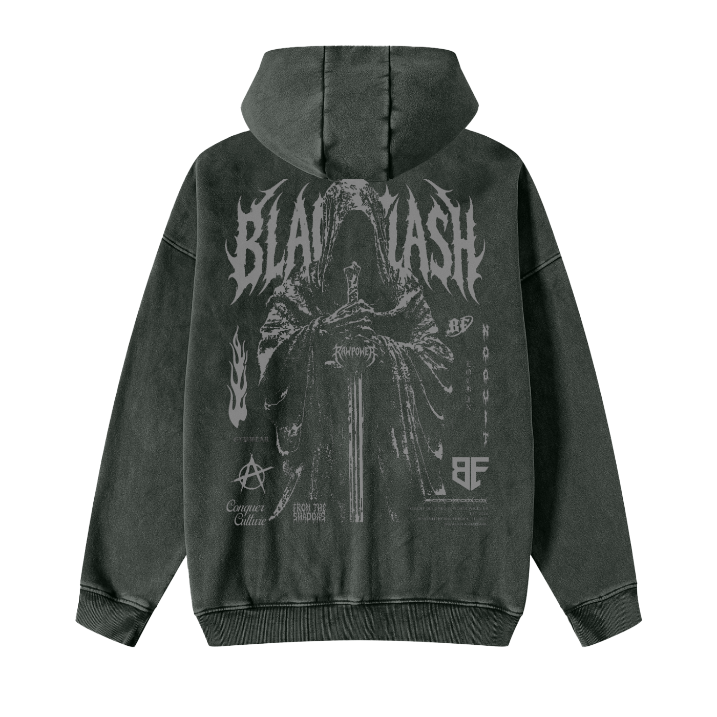 ‘RING WRAITH’ Snow Washed Zip-Through Fleece Hoodie