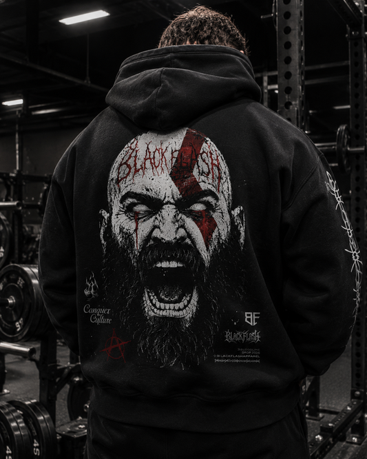 ‘GHOST OF WAR’ | Vintage Washed Frayed Fleece Hoodie