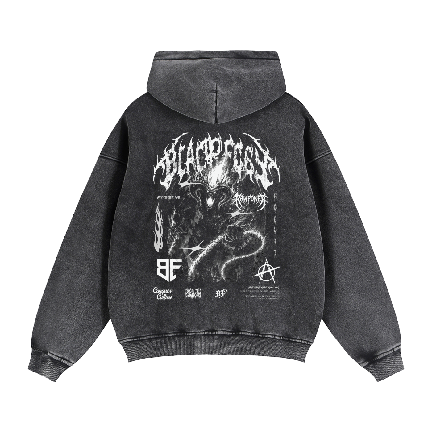 ‘INFERNO TITAN’ Zip-Through Boxy Fleece Hoodie