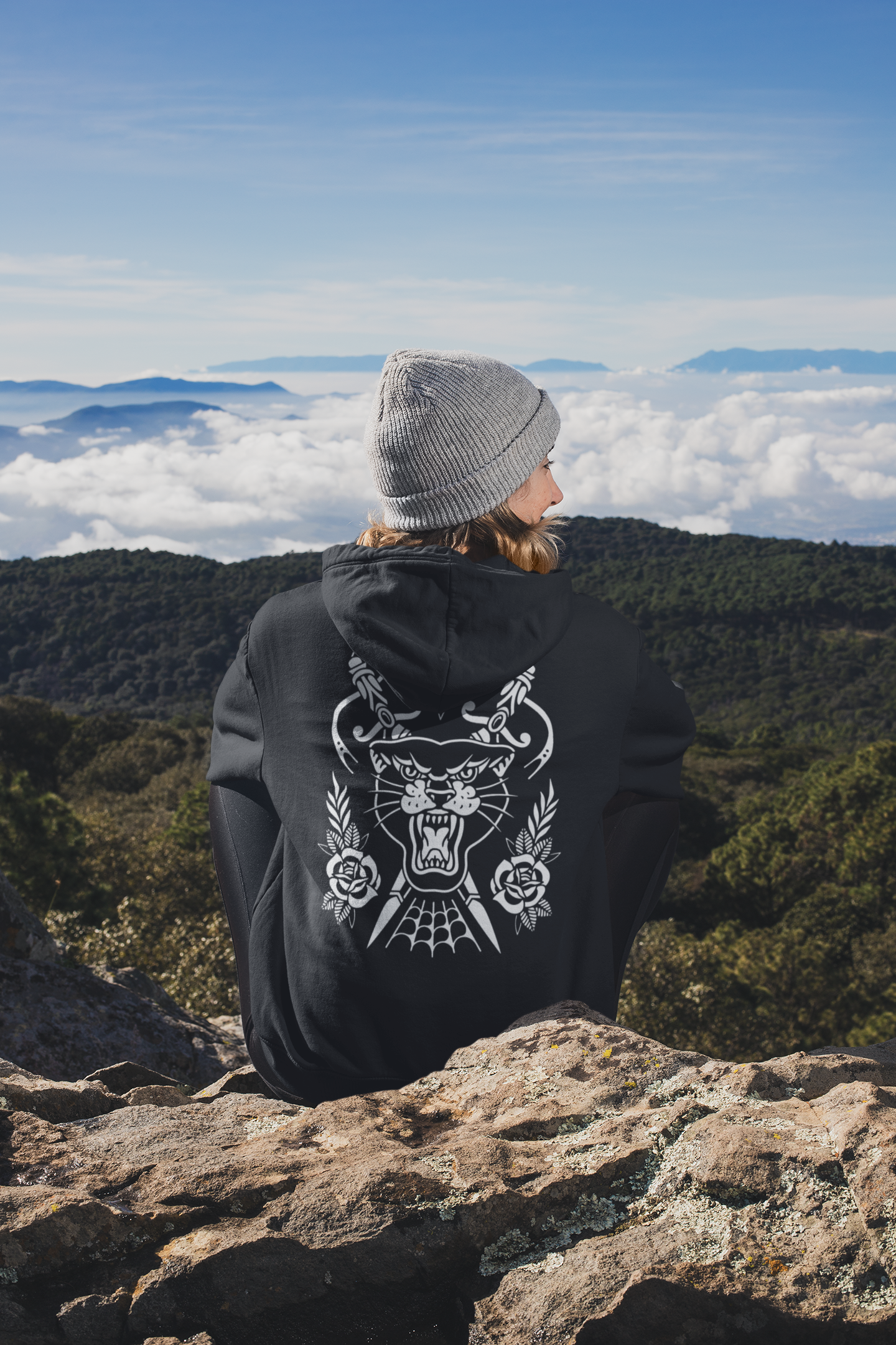 Panther Back Print Classic Unisex Pullover Hoodie