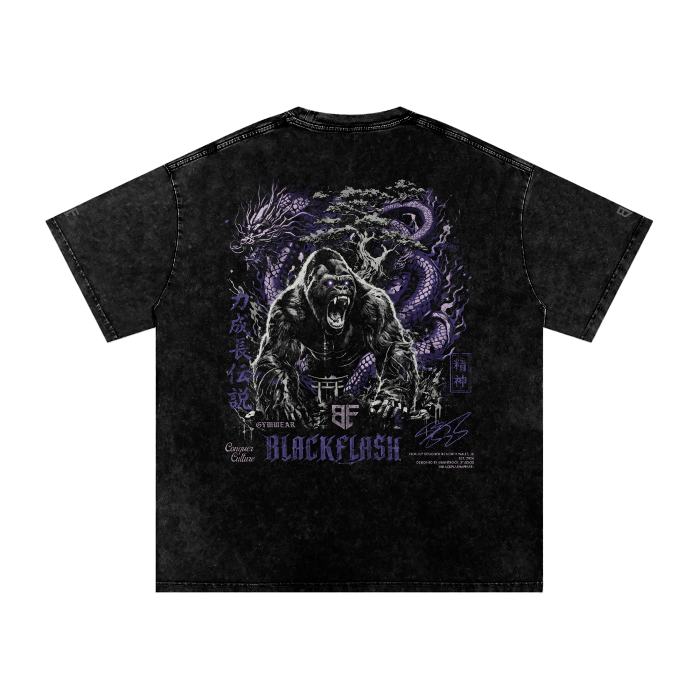 ‘SPIRIT BEAST’ Snow Washed Oversized Cotton T-Shirt