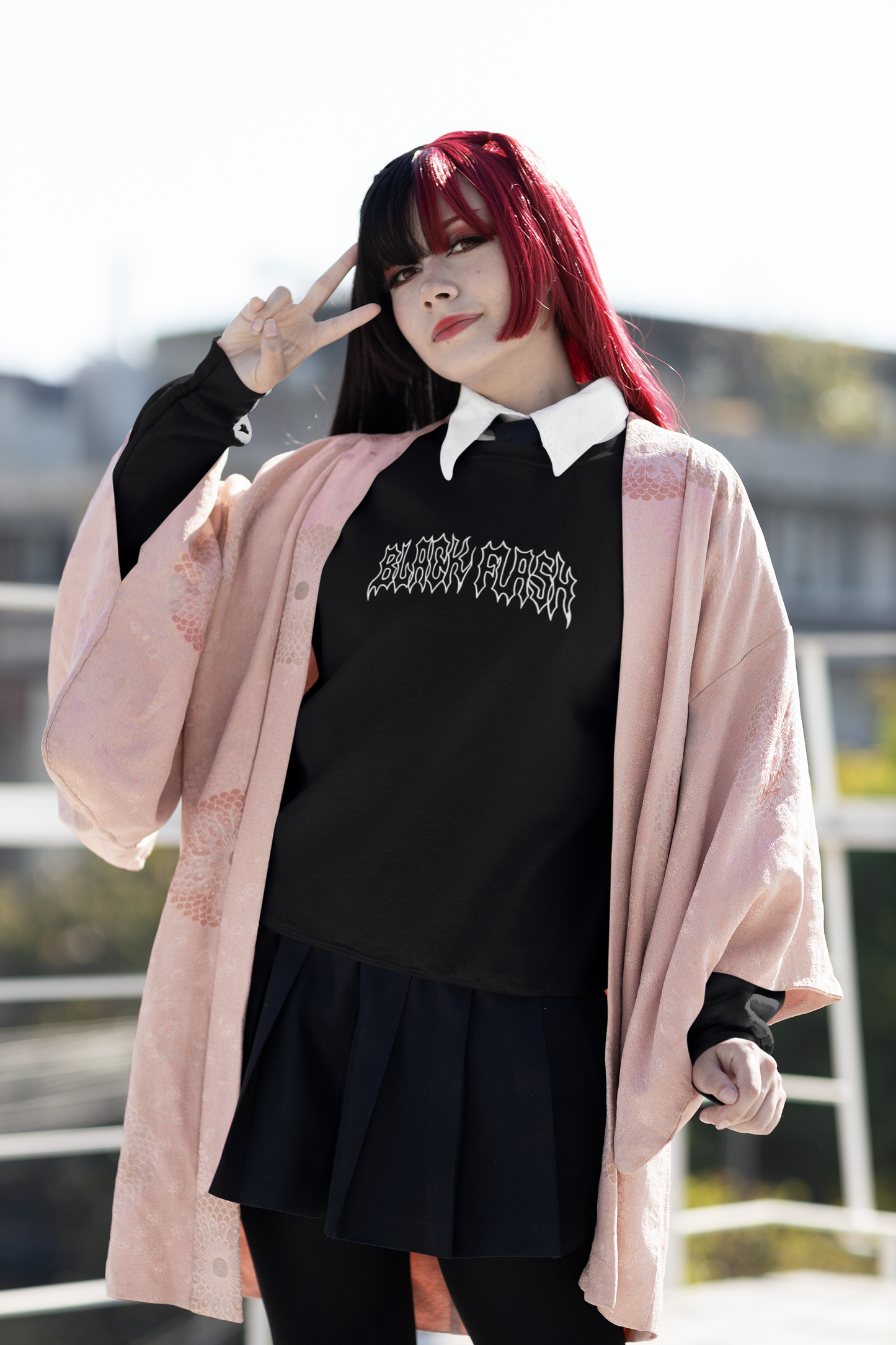 Black Flash Front & Back Print Classic Unisex Crewneck Sweatshirt Black