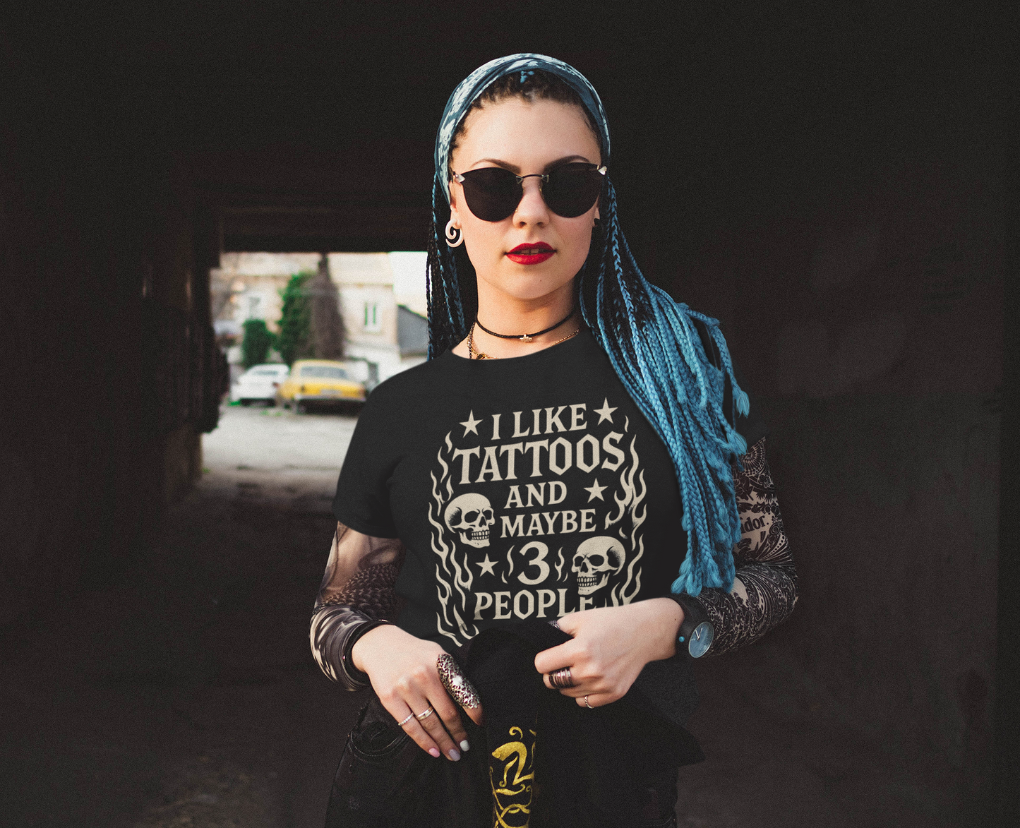 I Like Tattoos And Maybe 3 People Heavyweight Unisex Crewneck T-shirt