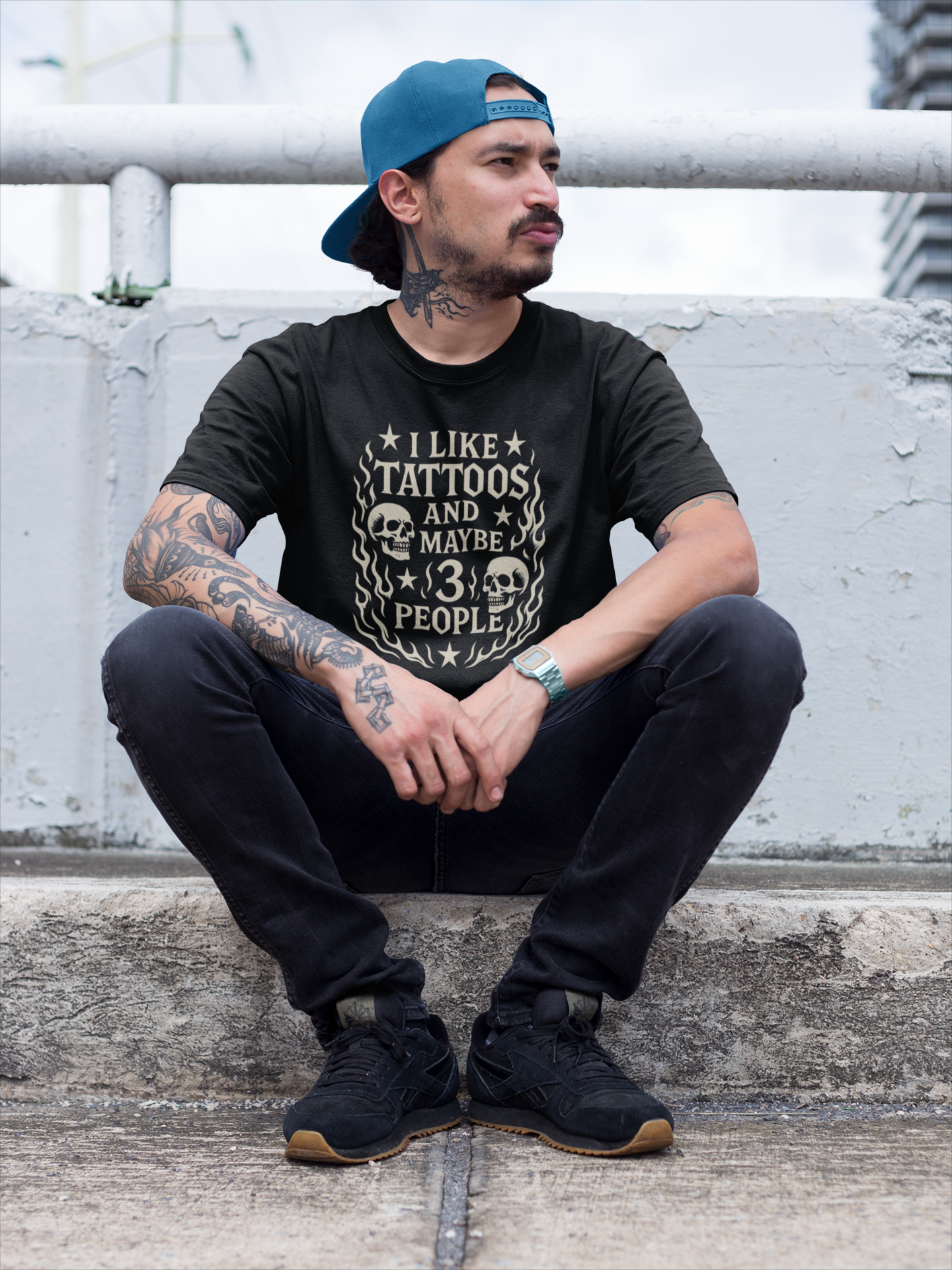 I Like Tattoos And Maybe 3 People Heavyweight Unisex Crewneck T-shirt