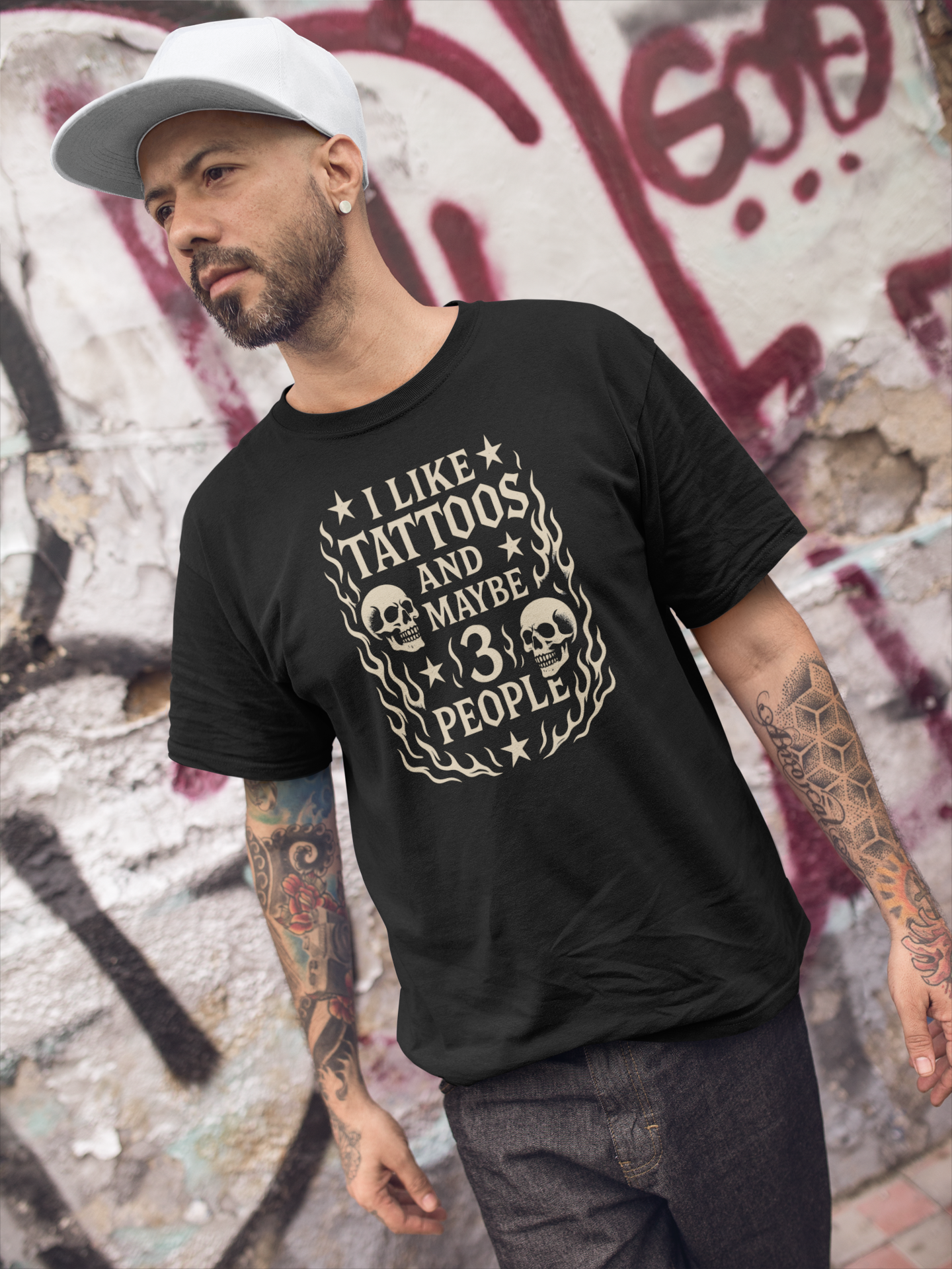 I Like Tattoos And Maybe 3 People Heavyweight Unisex Crewneck T-shirt