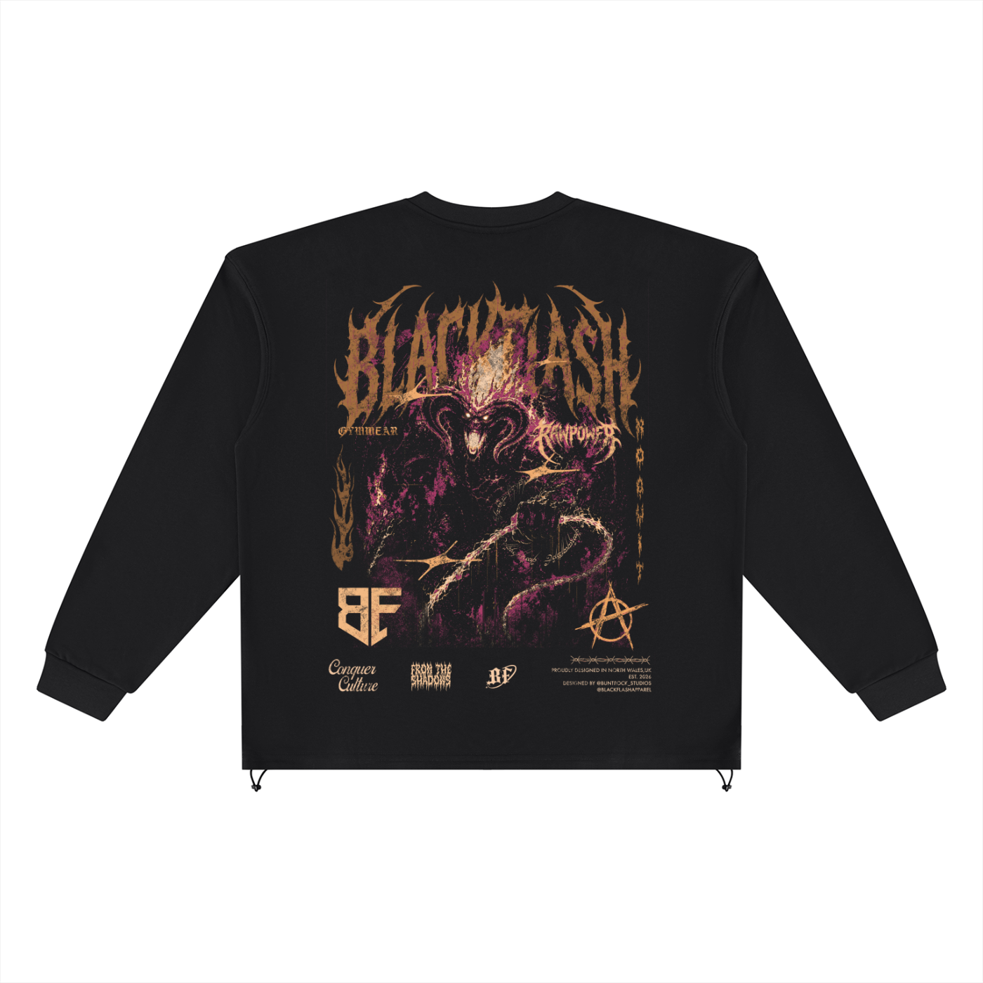 ‘INFERNO TITAN’ Distressed Flame Orange Heavy Oversized Boxy Sweatshirt