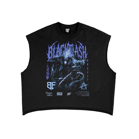 ‘INFERNO TITAN’ Electric Blue French Terry Boxy Tank Top