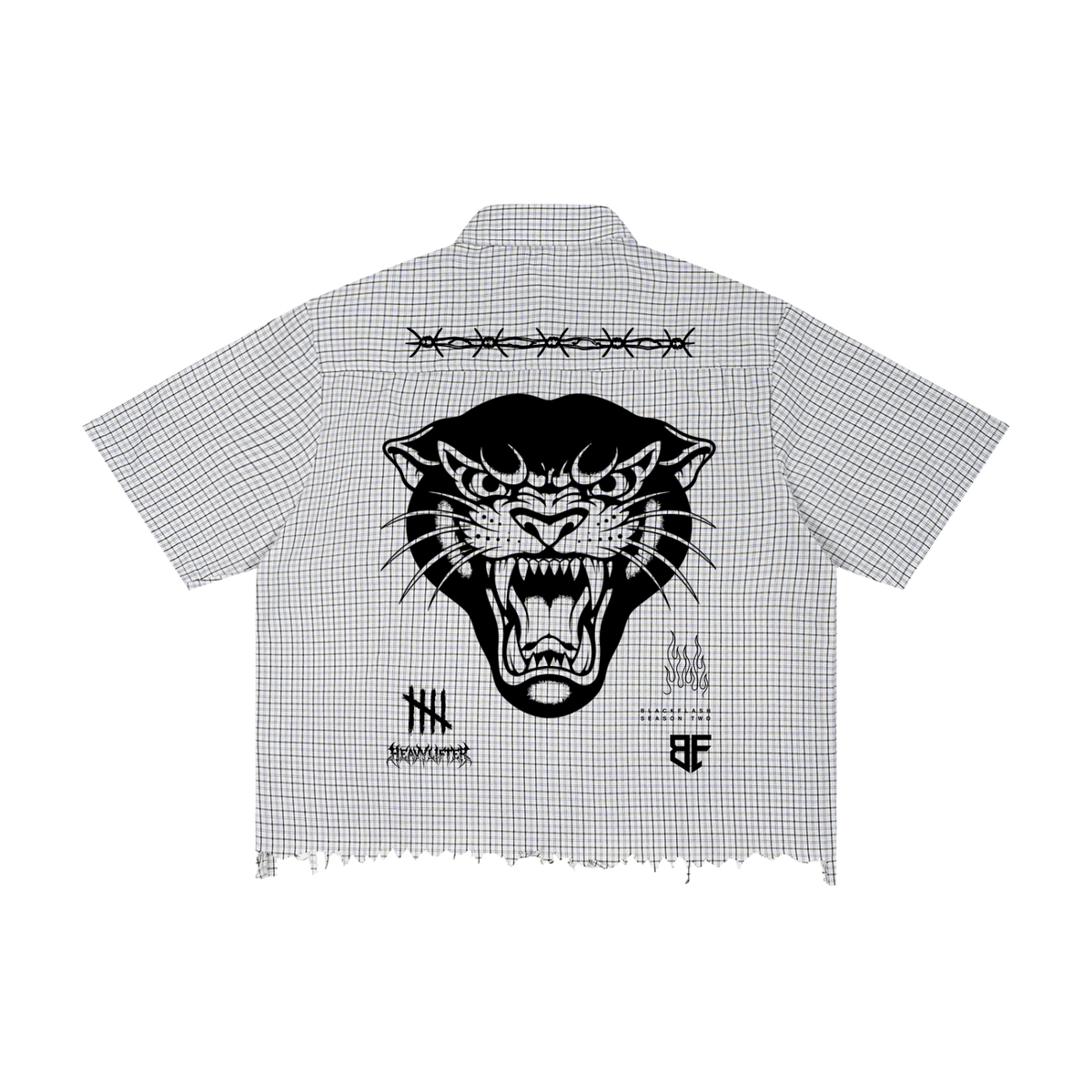 Unisex Grunge Distressed Plaid Boxy Shirt