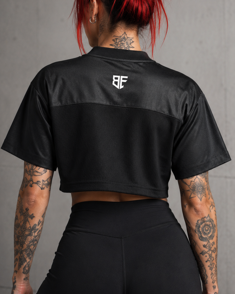 Cropped Paneled V-Neck Jersey