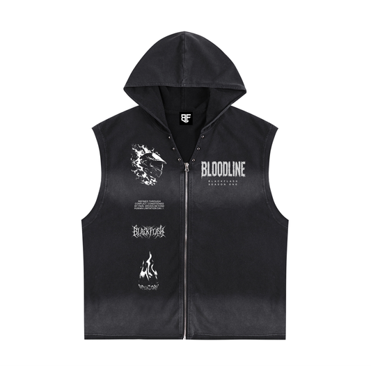 ‘SPARTAN GEN’ | Vintage Washed Zip-Up Hooded Tank Top