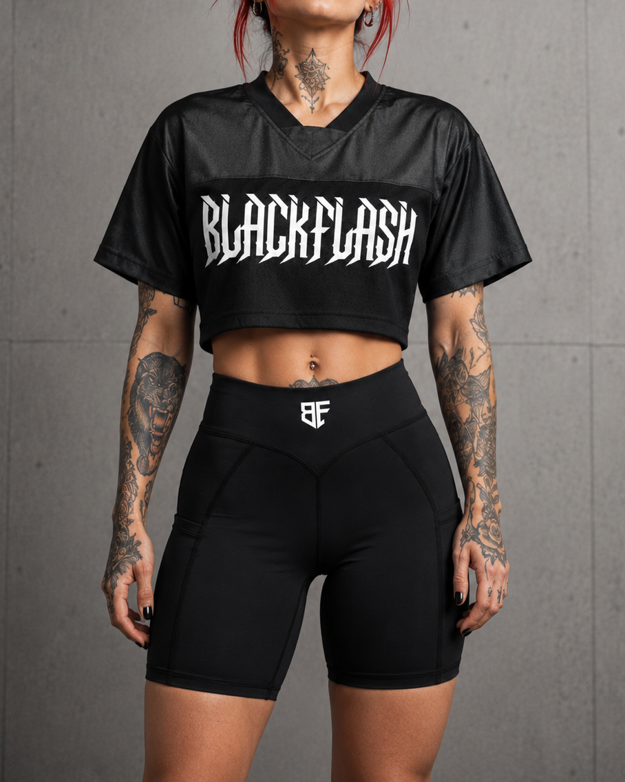 Cropped Paneled V-Neck Jersey