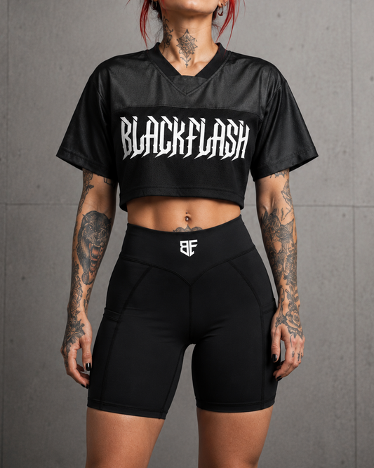 Cropped Paneled V-Neck Jersey