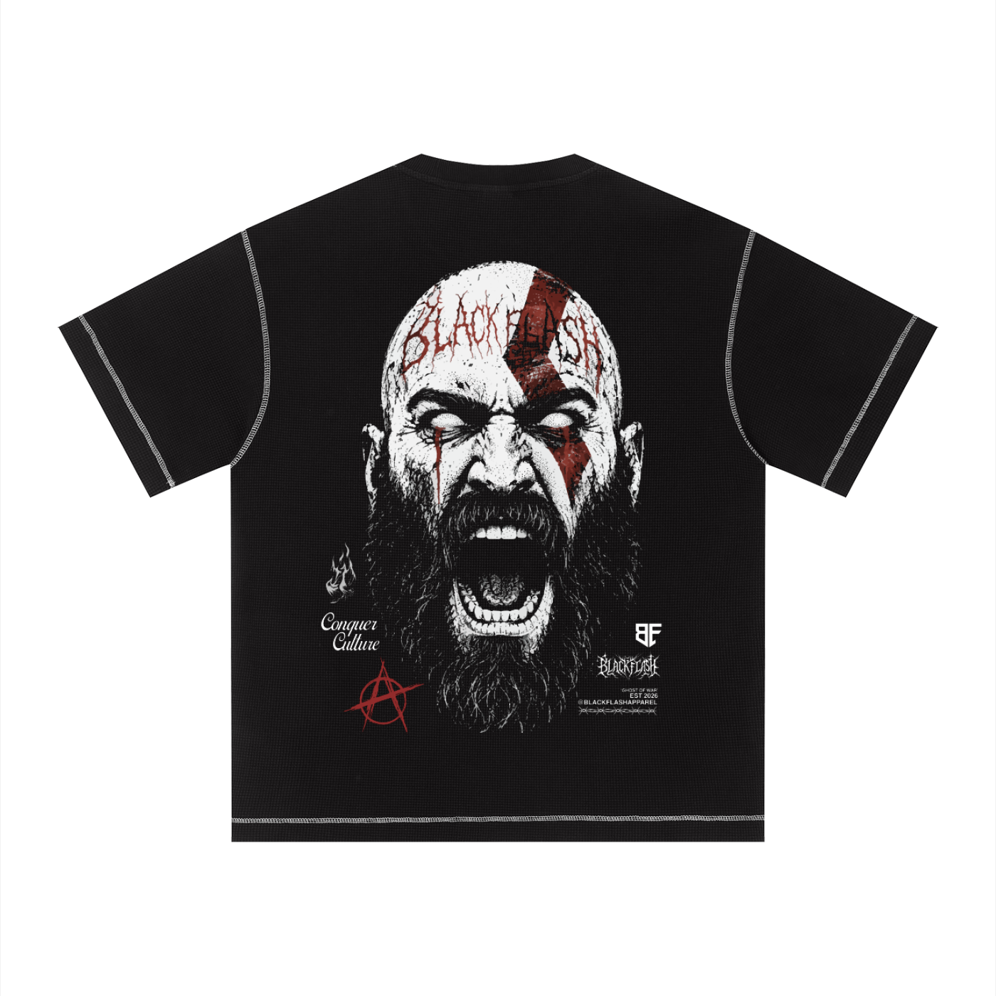 ‘GHOST OF WAR’ Sunfade Waffle Boxy T-Shirt