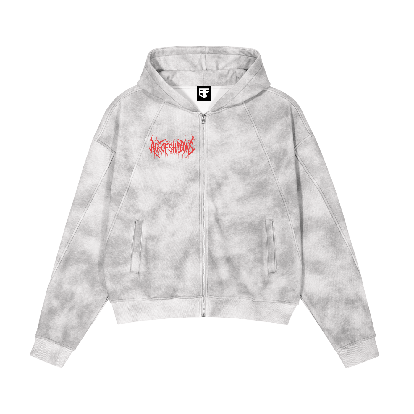 ‘AGE OF SHADOWS’ Dirty Washed Zip-Up Fleece Hoodie