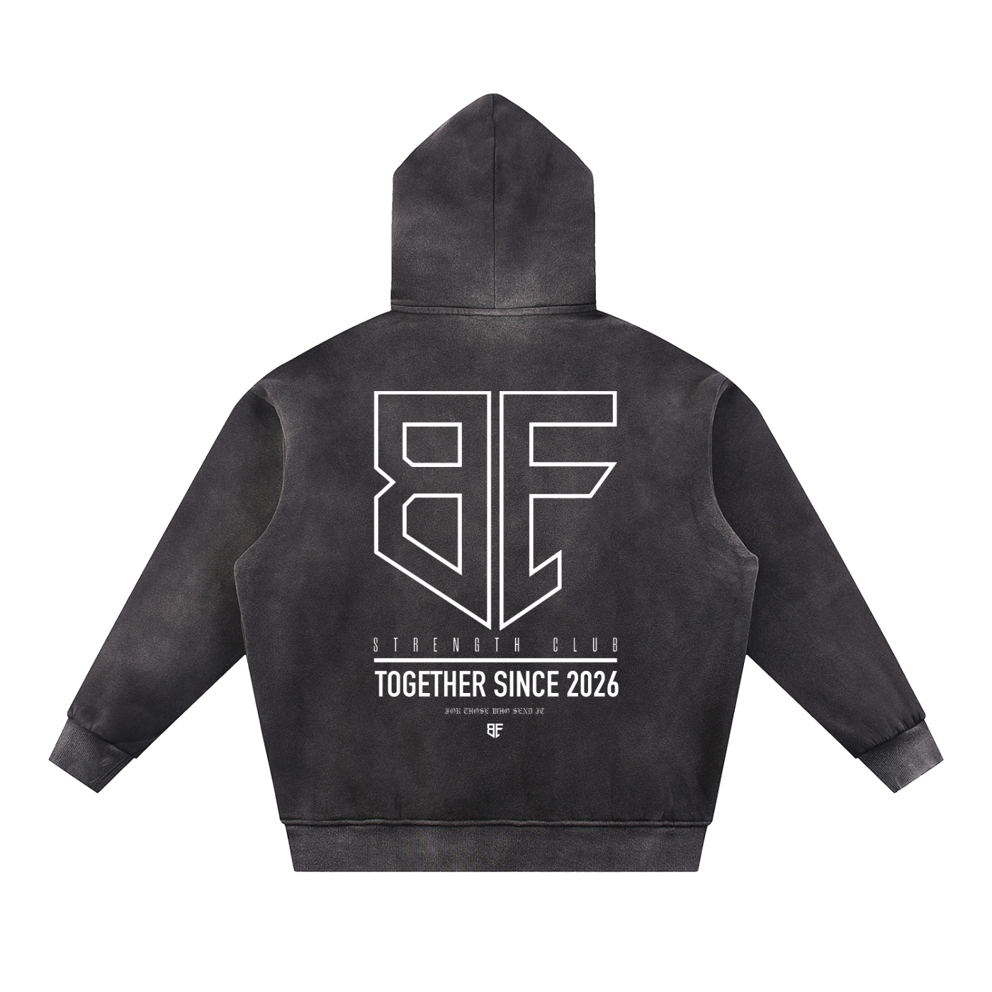 ‘FLASH CLUB’  Premium Sun Fade Contrast Tape Thick Fleece Hoodie
