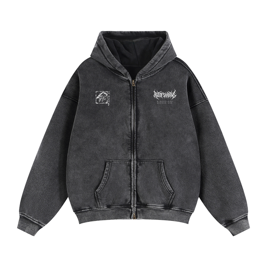 ‘INFERNO TITAN’ Zip-Through Boxy Fleece Hoodie