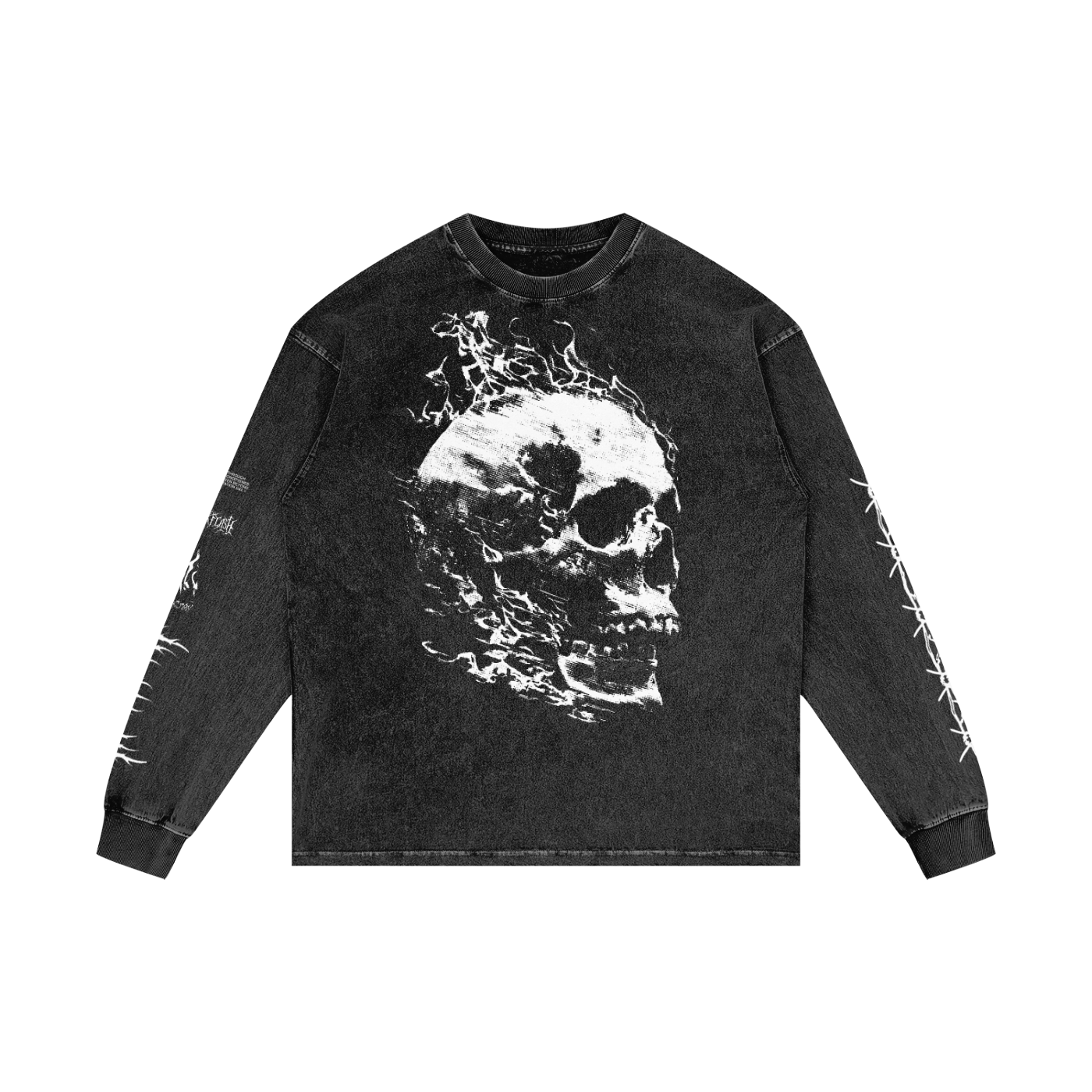 ‘BLOODLINE’ Acid Wash Oversize Long Sleeve T-Shirt