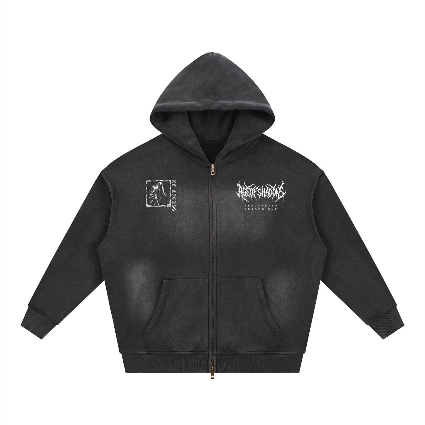 ‘RING WRAITH’ Sunfade Two-way Zipper Boxy Fleece Hood