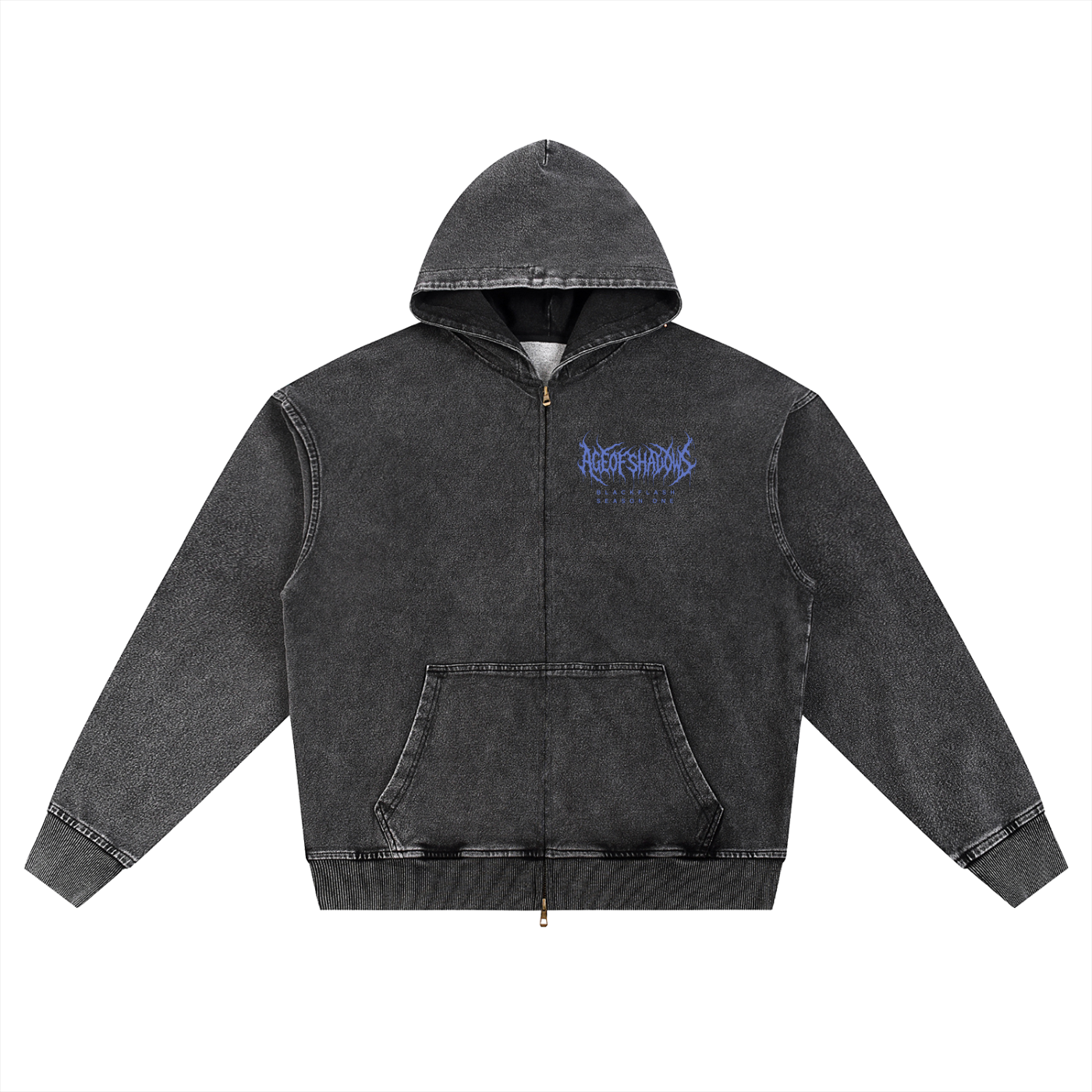 ‘INFERNO TITAN’ Electric Blue Wash Oversized Zip-Up