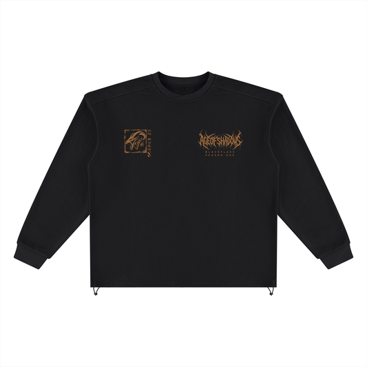 ‘INFERNO TITAN’ Distressed Flame Orange Heavy Oversized Boxy Sweatshirt