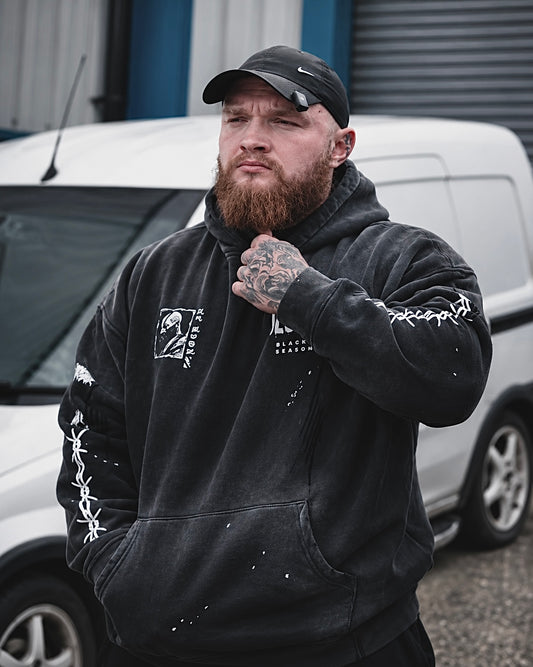 ‘GHOST OF WAR’ | Vintage Washed Frayed Fleece Hoodie