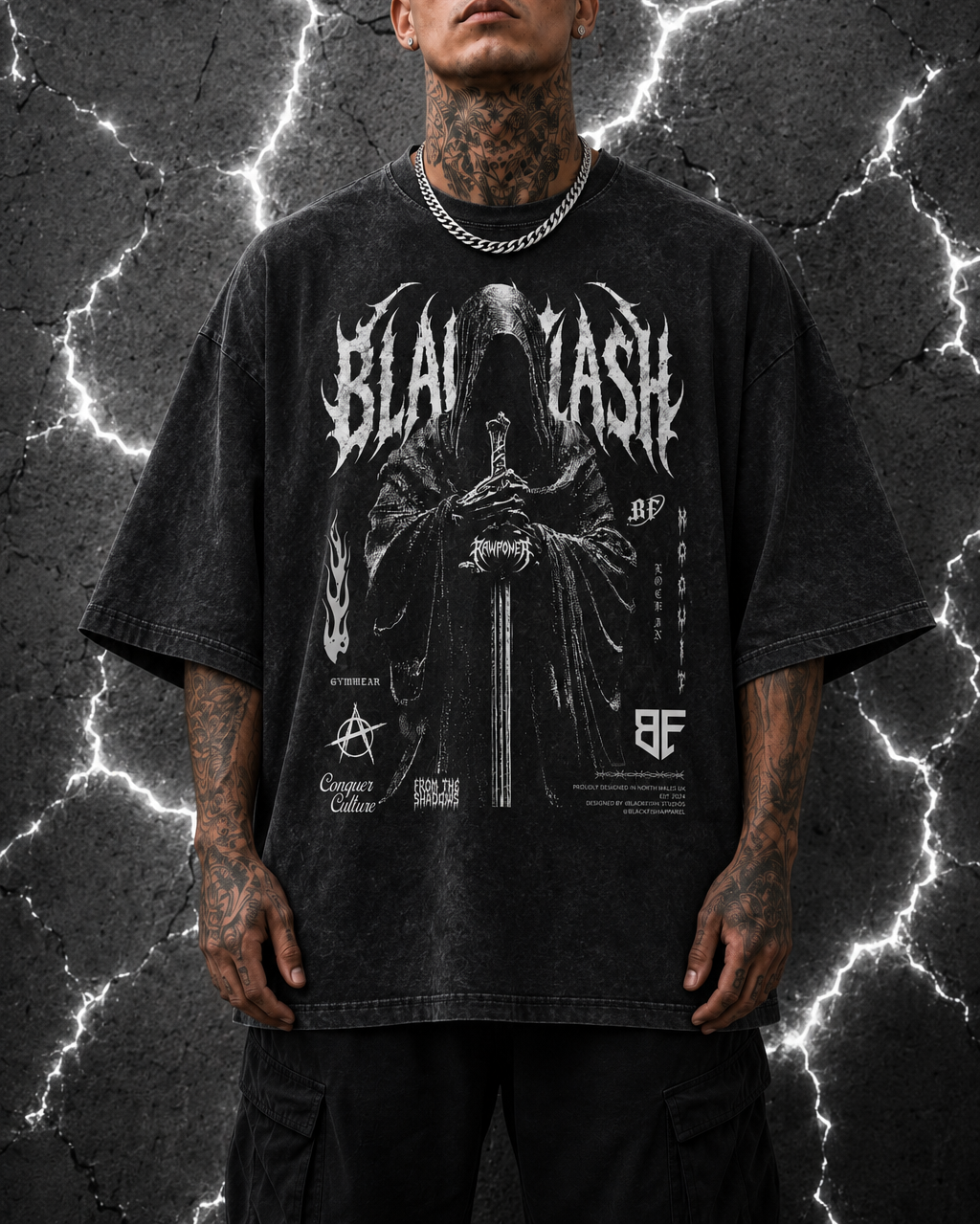 ‘RING WRAITH’ Snow Washed Oversized Cotton T-Shirt