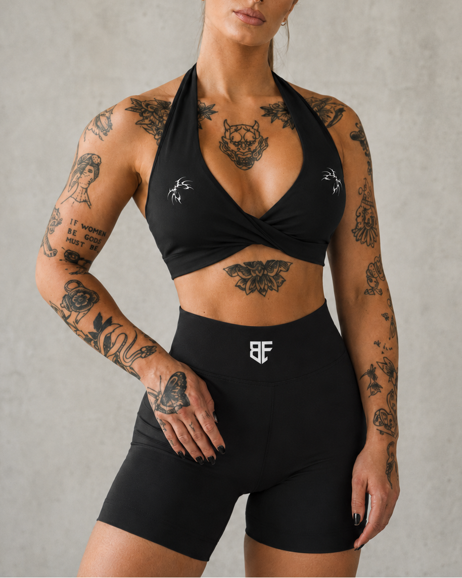 Pleated Halter Sports Bra