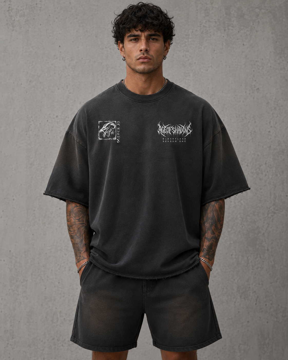 ‘INFERNO TITAN’ Unisex Sun Fade Raw Edge T-Shirt