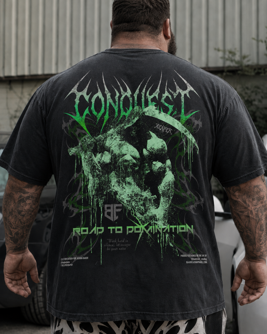 ‘CONQUEST’ GYM REAPER X BLACKFLASH Vintage Wash Distressed T-Shirt Limited Run. 1/50 Available