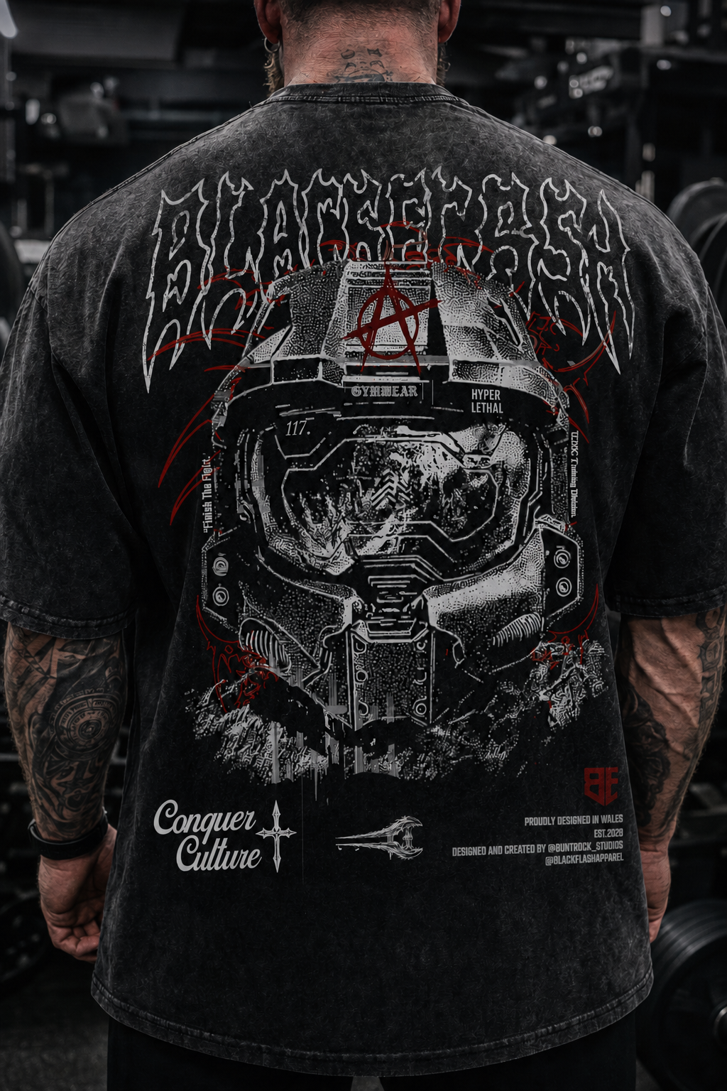 ‘SPARTAN GEN V3’ Snow Washed Oversized Cotton T-Shirt