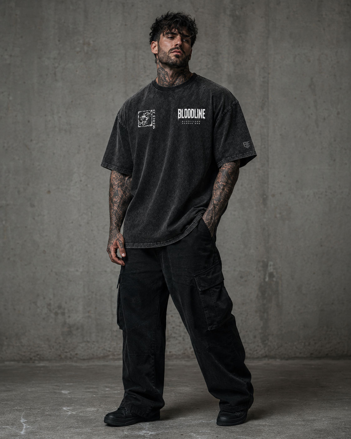 ‘SPARTAN GEN V3’ Snow Washed Oversized Cotton T-Shirt