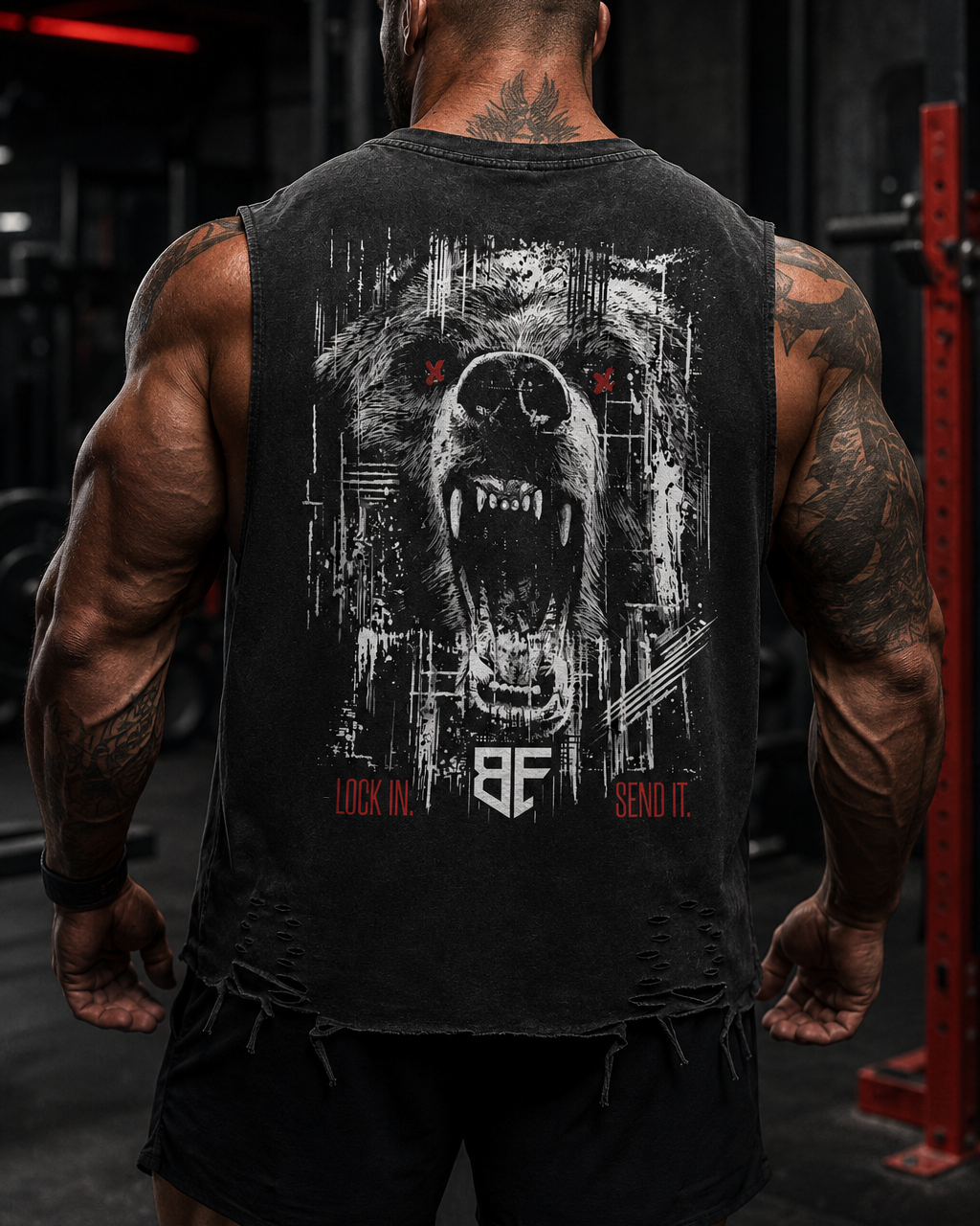‘BAR BREAKER’ Snow Washed Raw-Hem Tank Top