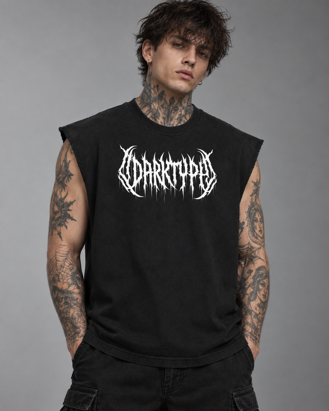 ABYSSAL WARLORD Raw Edge Cotton Tank Top