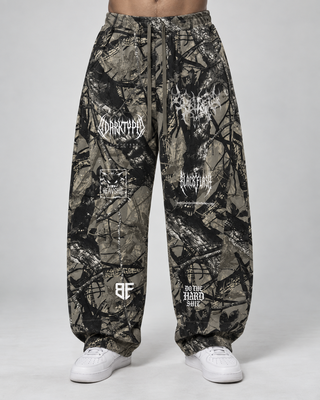 DARKTYPE Unisex Tree Camo Barrel Leg Pants
