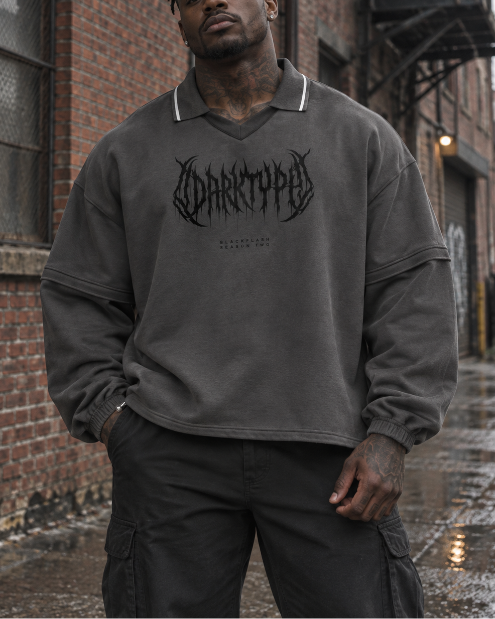 DARKTYPE Boxy Collared Detachable Sweatshirt