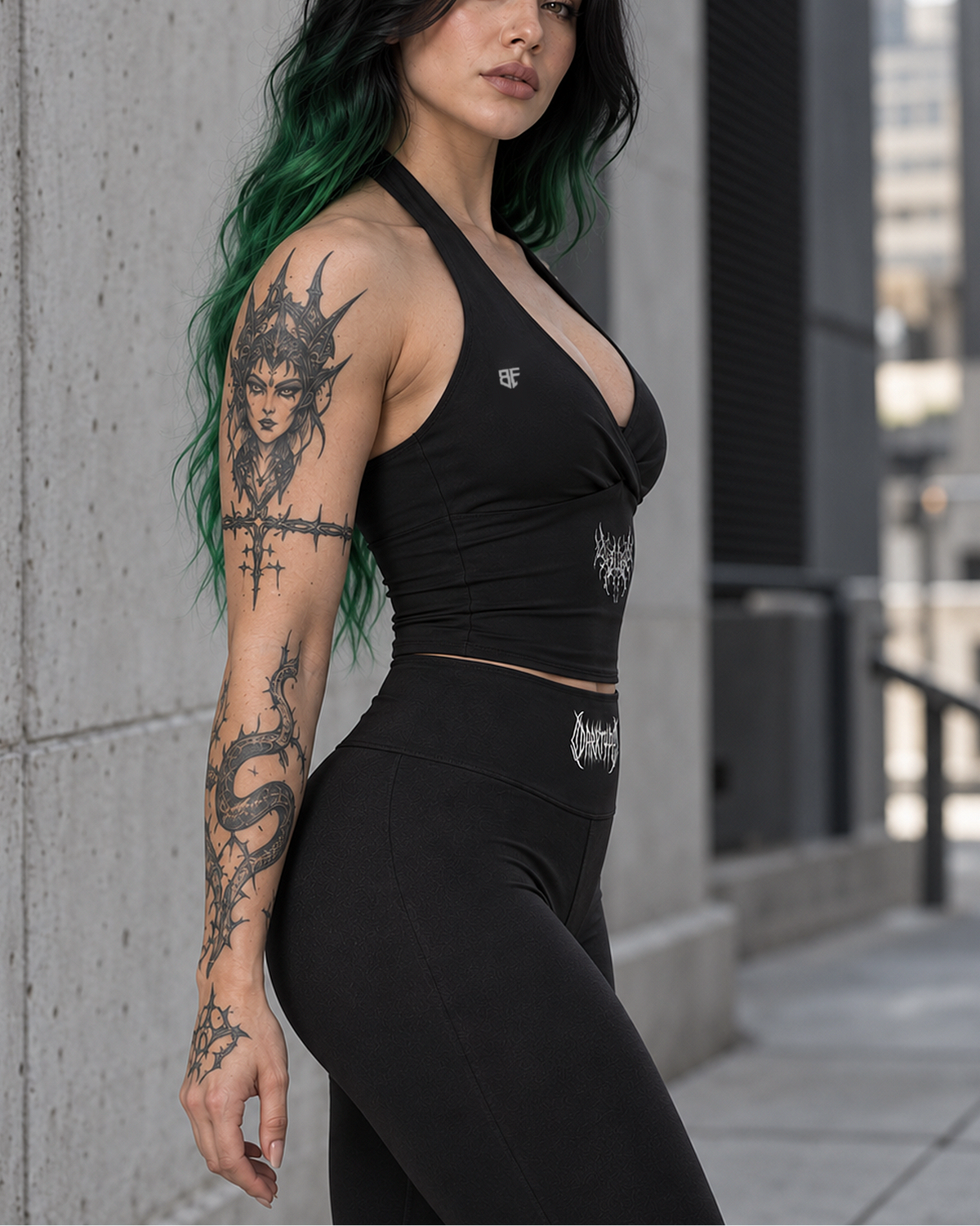 DARKTYPE Ruched Halter Tank Top