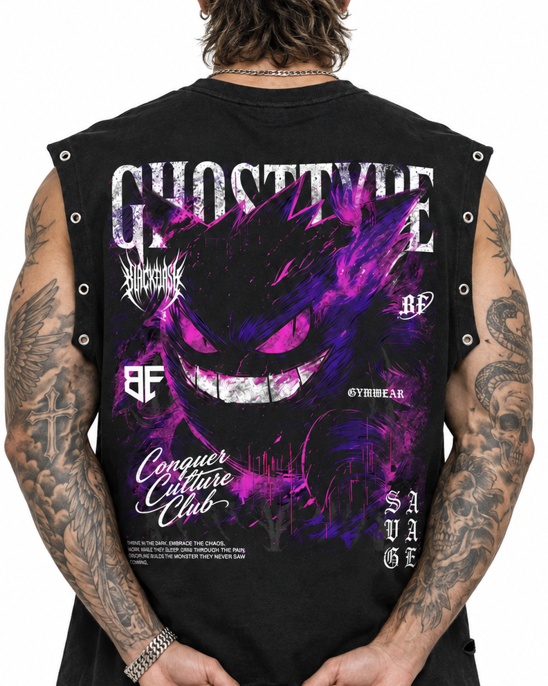 PHANTOM GRIN Distressed Grommet Eyelet Tank Top