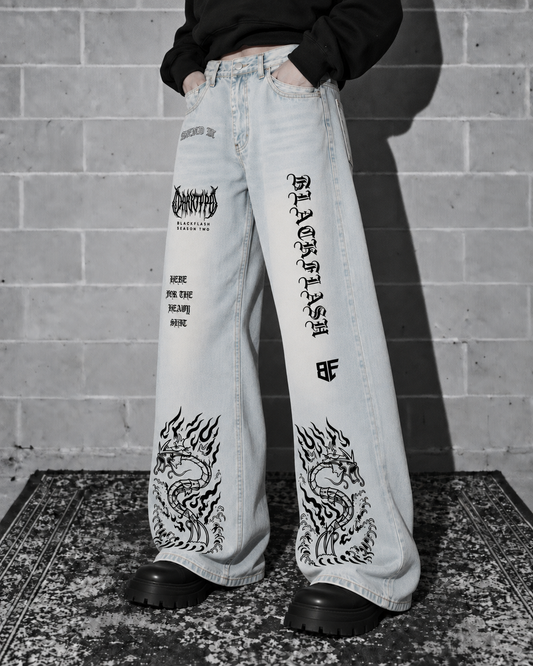 DARKTYPE Vintage Wash Wide Leg Denim Jeans