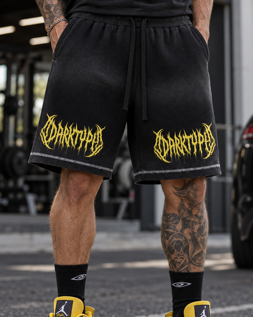 DARKTYPE Sunfade Waffle Raw Hem Shorts