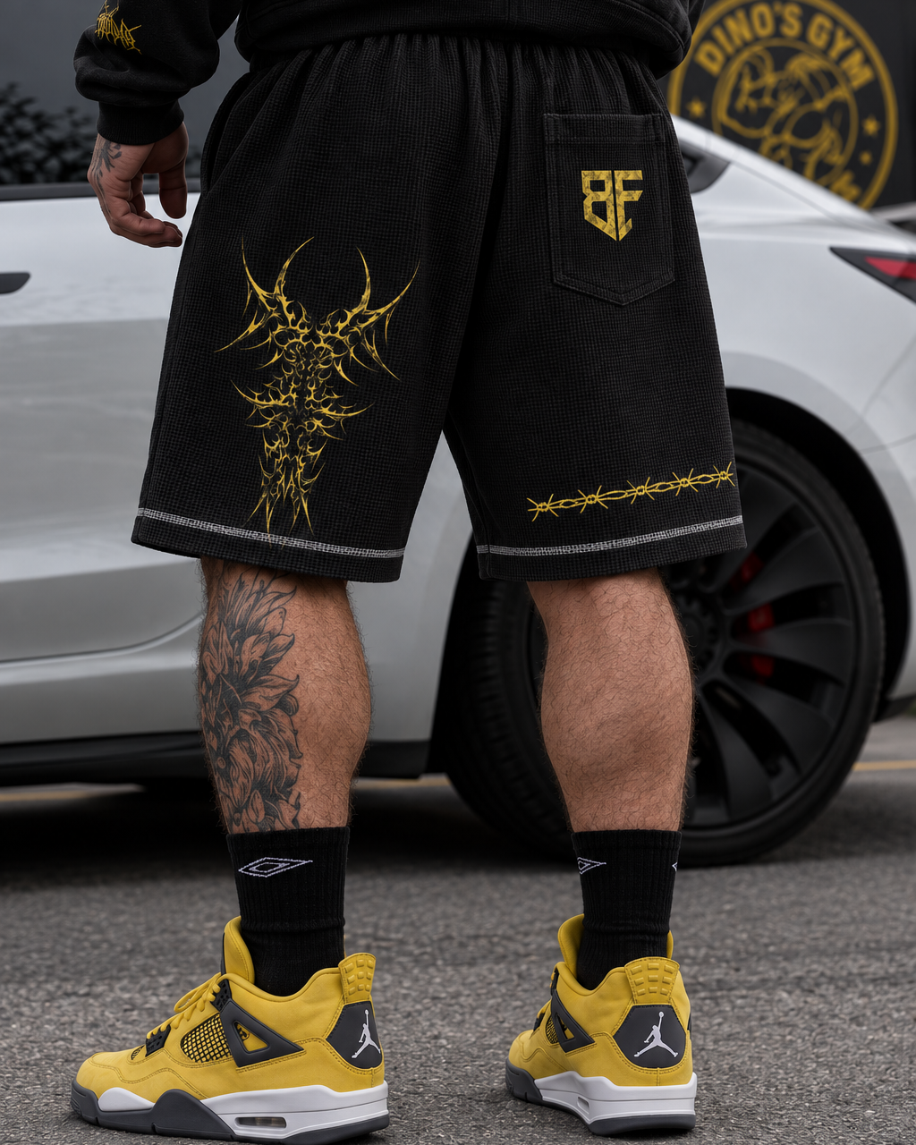 DARKTYPE Sunfade Waffle Raw Hem Shorts