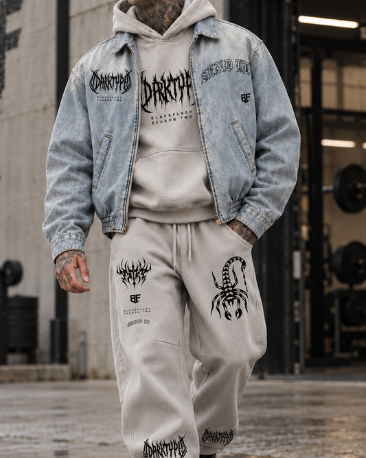 DARKTYPE Unisex Vintage Wash Full-Zip Denim Jacket