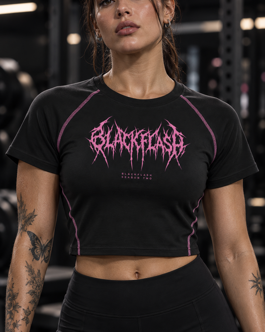 PRETTY VICIOUS Women's Contrast Stitch Raglan Crop T-Shirt