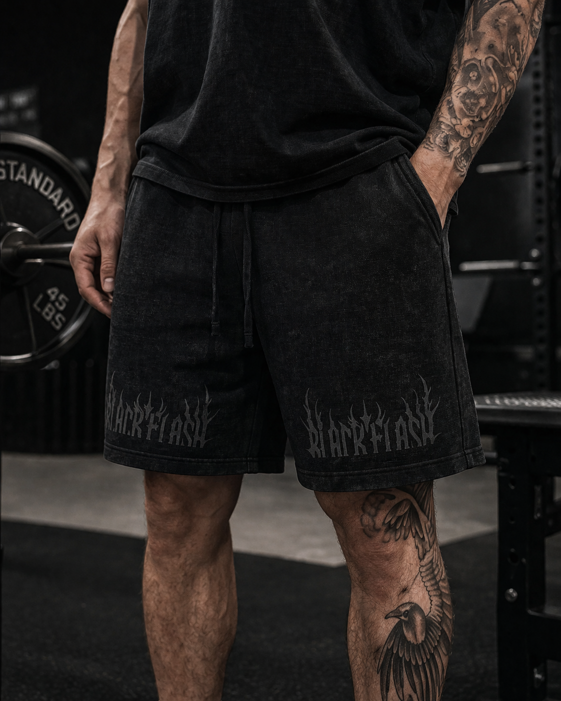 BLACKFLASH Mineral Wash Waffle Knit Shorts