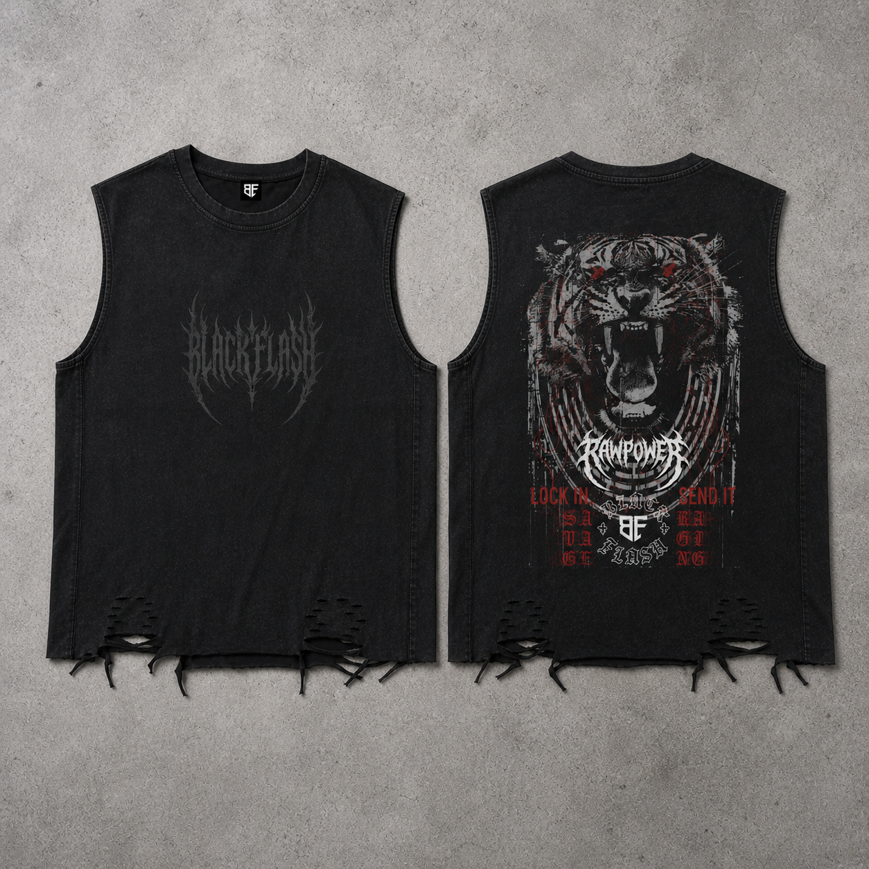 ‘Claw & Core’ | Snow Washed Raw-Hem Tank Top