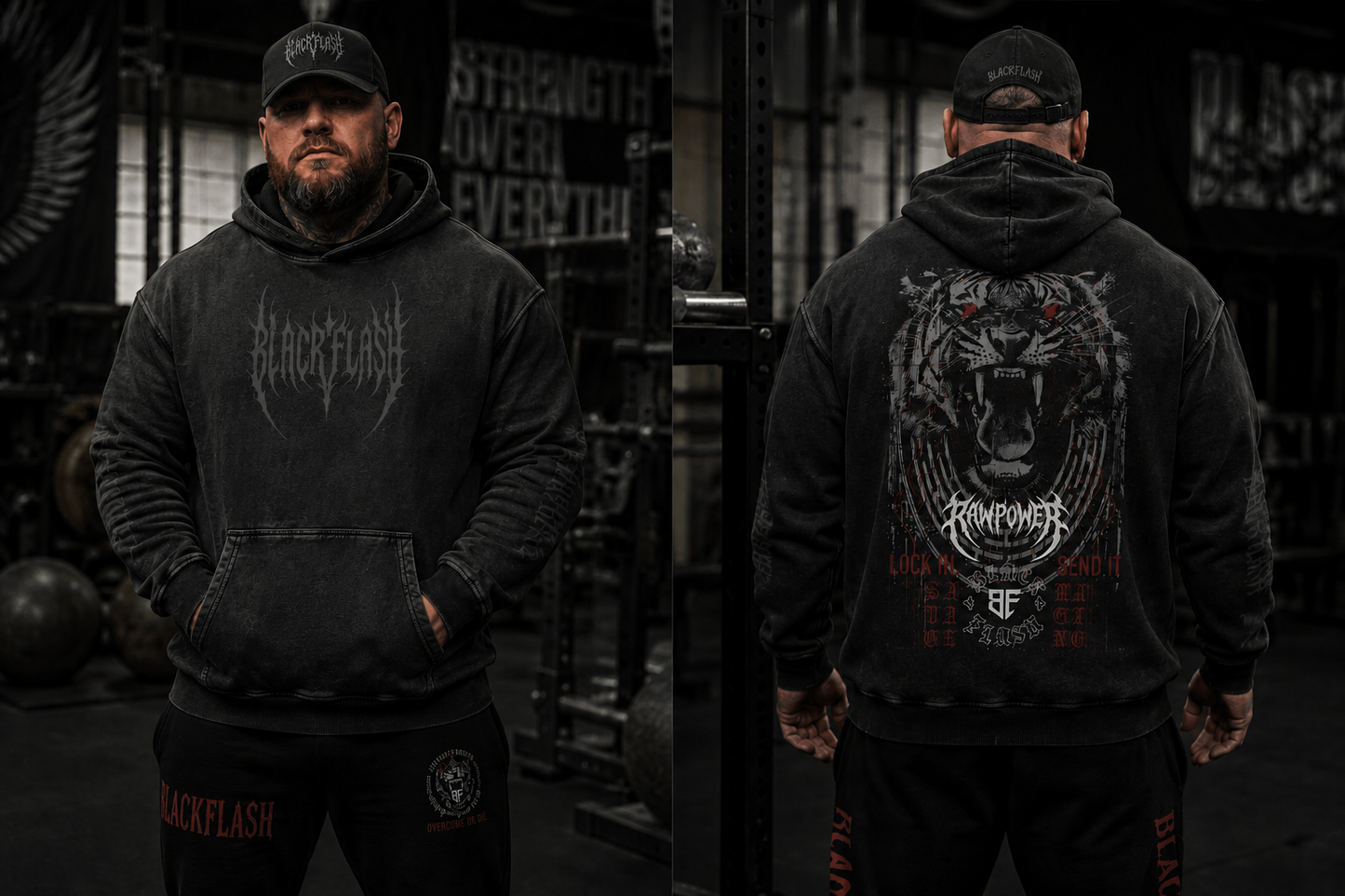 “Claw & Core’ Premium Snow Washed Loose Cotton Hoodie Front/Back/Sleeve Print