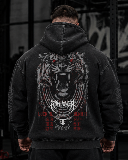 “Claw & Core’ Premium Snow Washed Loose Cotton Hoodie Front/Back/Sleeve Print
