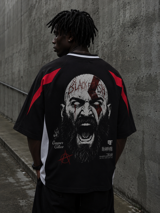 ‘GHOST OF WAR’ | Unisex Oversized Block V-Neck T-Shirt