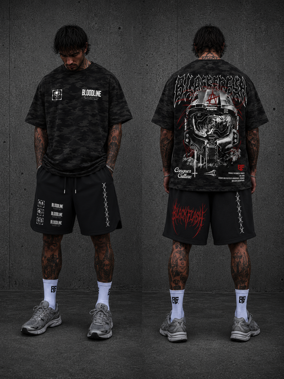 ‘BLOODLINE’ Mesh-Lined Quick-Dry Performance Shorts