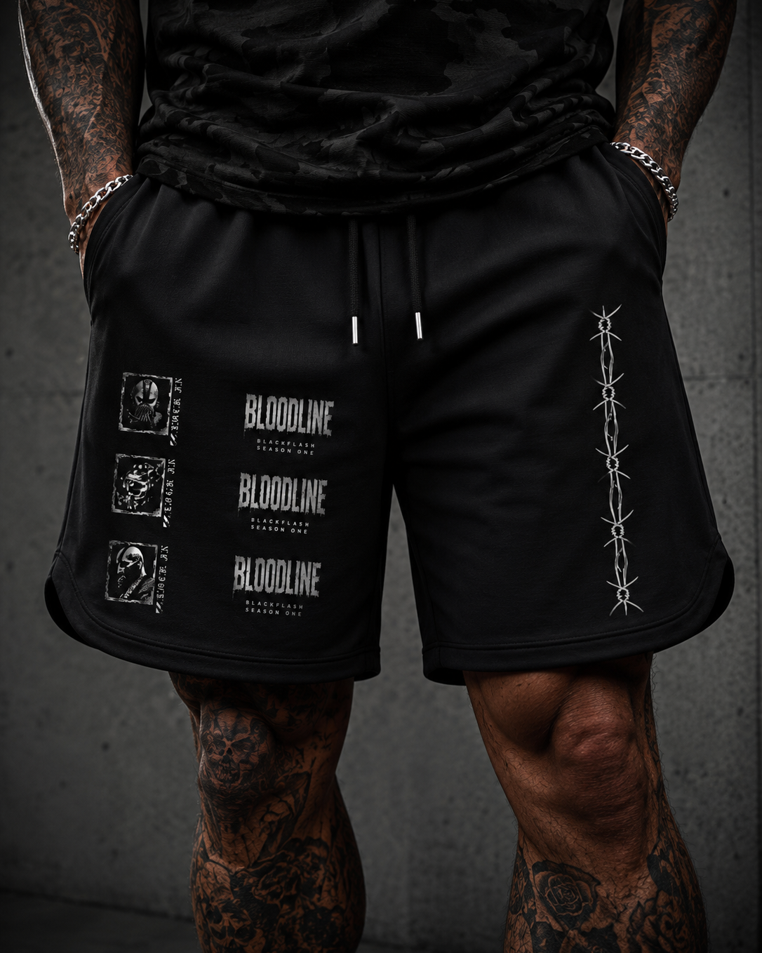‘BLOODLINE’ Mesh-Lined Quick-Dry Performance Shorts
