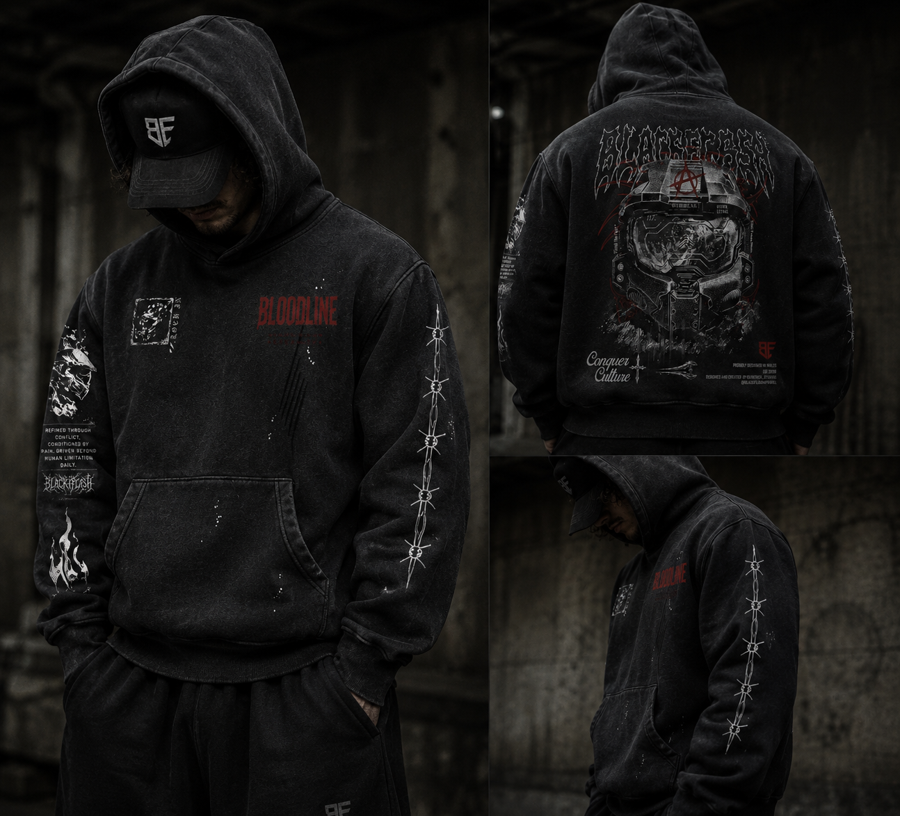 ‘SPARTAN GEN’ | Vintage Washed Frayed Fleece Hoodie